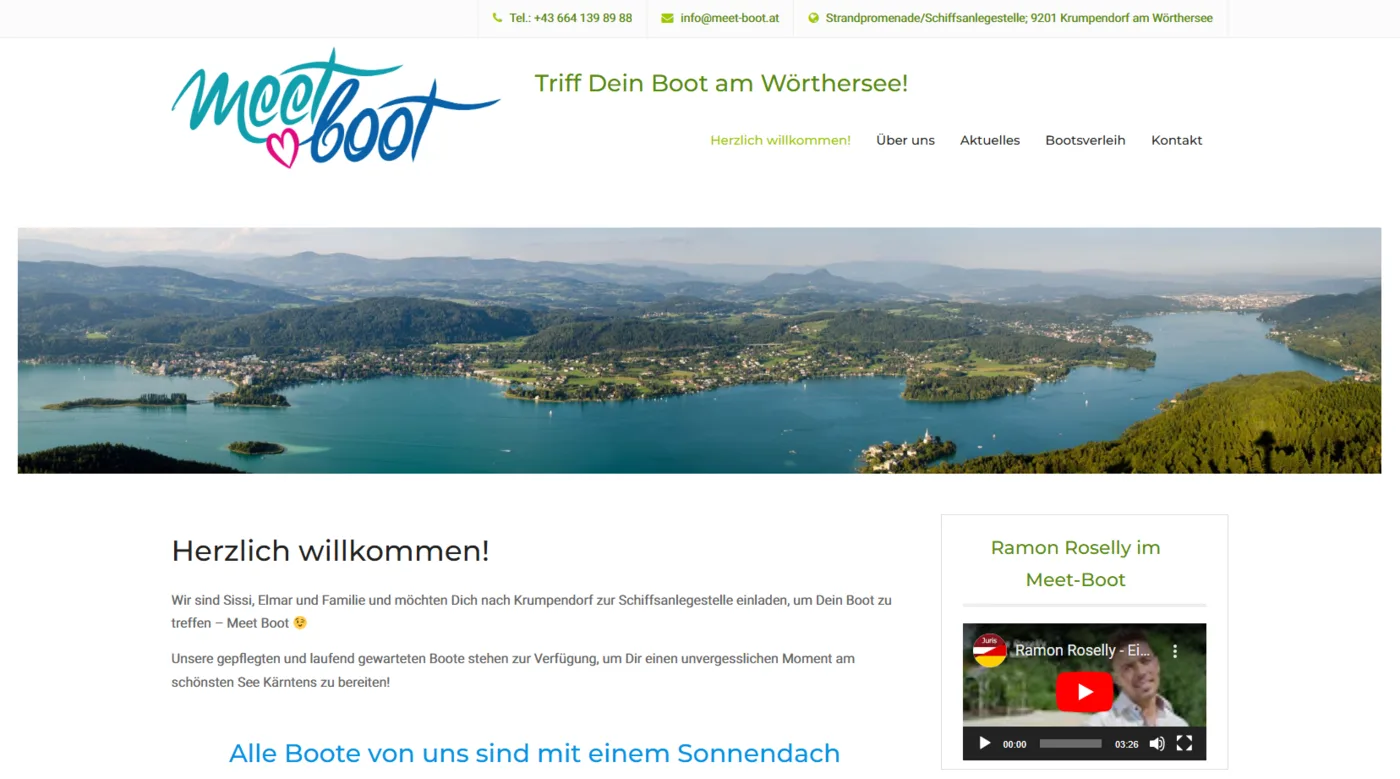 Website für Meetboot am Wörthersee