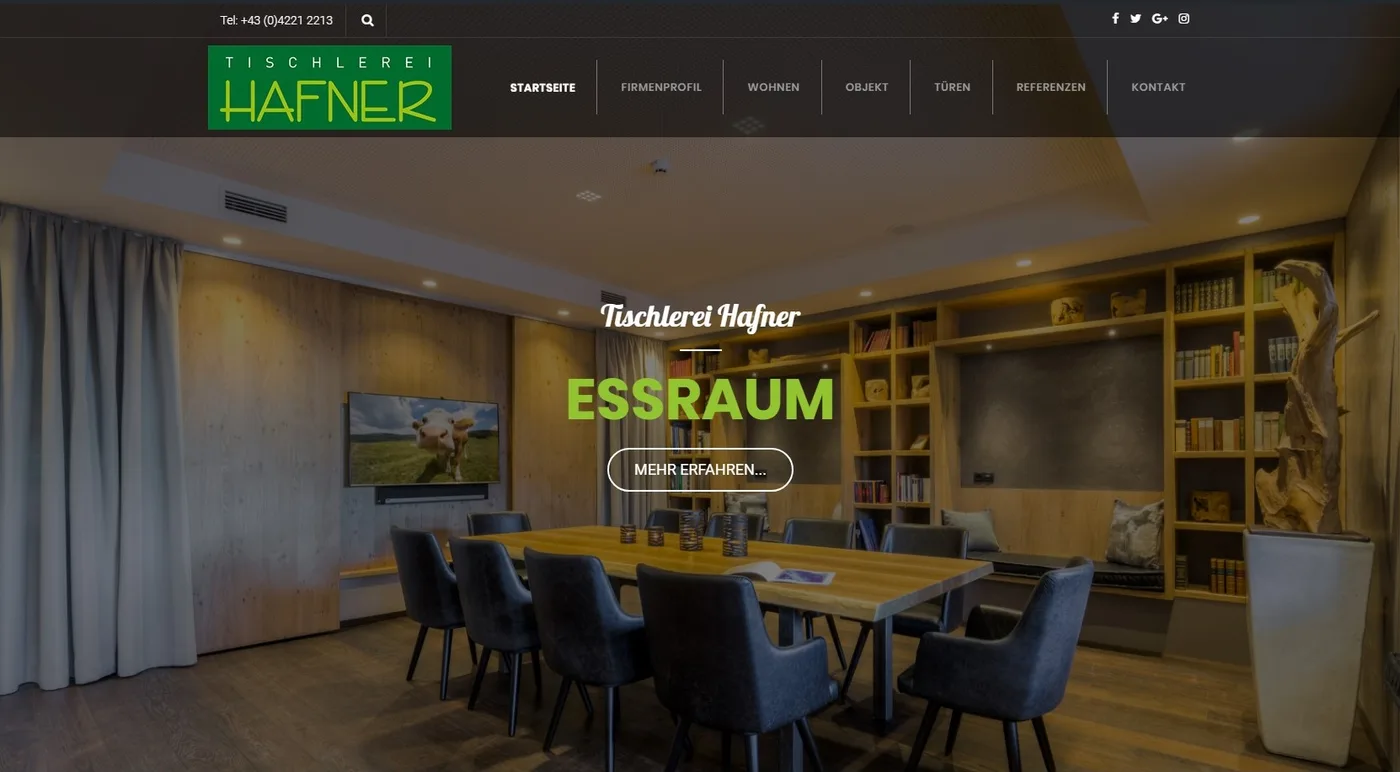 Website für Tischlerei Hafner